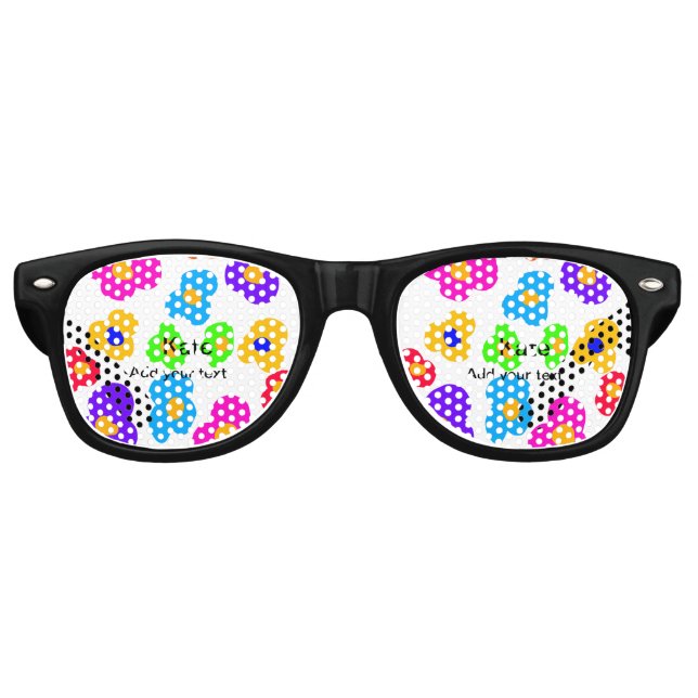 Rainbow flower pride love add name text lqbtq abst retro sunglasses (Front)