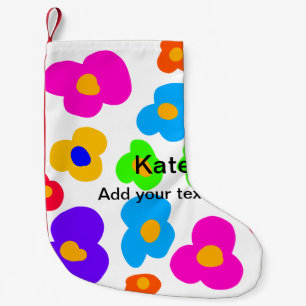 Rainbow flower pride love add name text lqbtq abst small christmas stocking