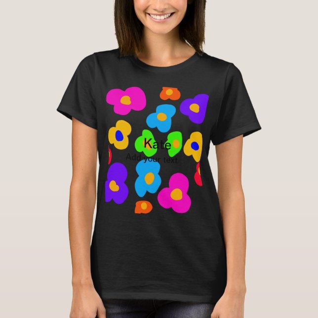 Rainbow Flower Pride Love Add Name Text Lqbtq Abst T-Shirt (Front)