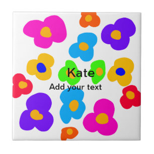 Rainbow flower pride love add name text lqbtq abst tile