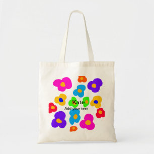 Rainbow flower pride love add name text lqbtq abst tote bag
