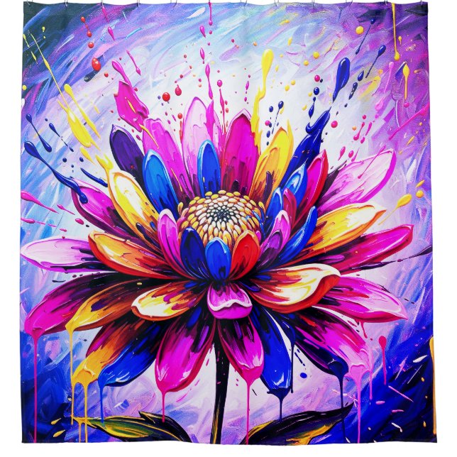 Rainbow Flower Shower Curtain (Front)