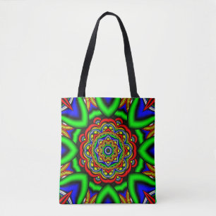 rainbow flower tote bag