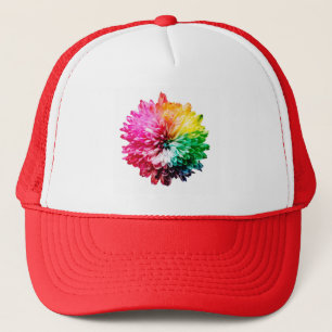 rainbow flower trucker hat