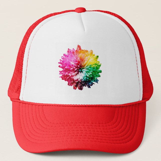 rainbow flower trucker hat (Front)