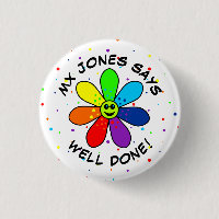 Rainbow Flower Well Done Button