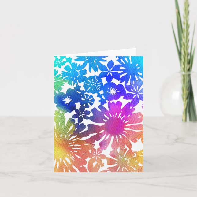Rainbow Flowers Card (Front)