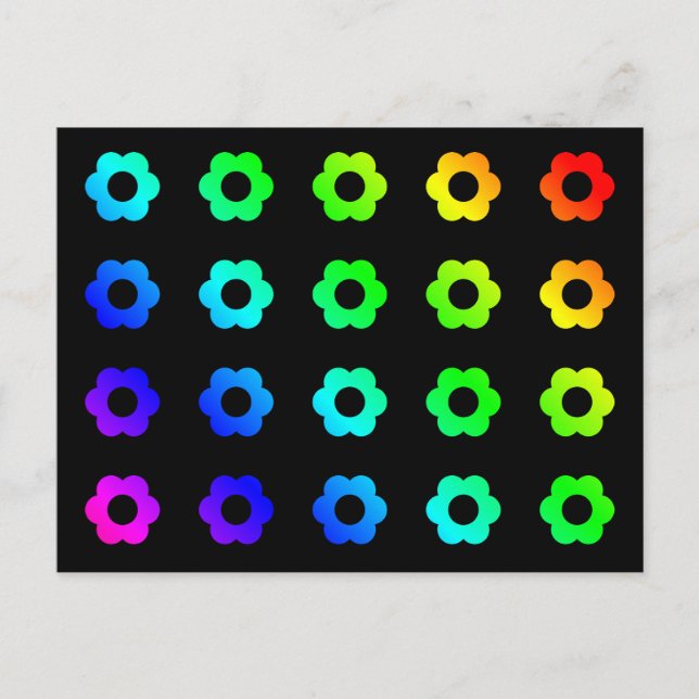 Rainbow Flowers Colourful Multicolor Daisy Daisies Postcard (Front)