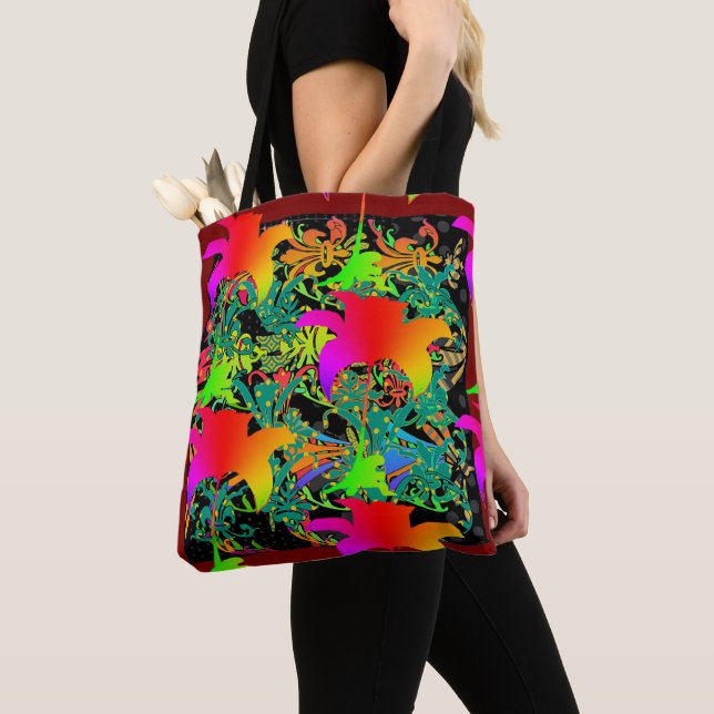 Rainbow Flowers Galore Tote Bag (Close Up)