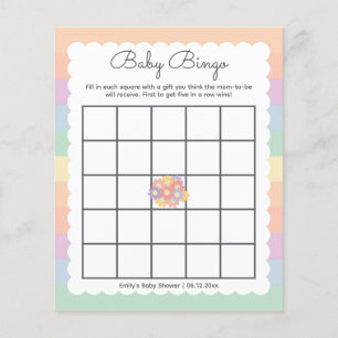 Rainbow Flowers Gender Neutral Baby Shower Bingo