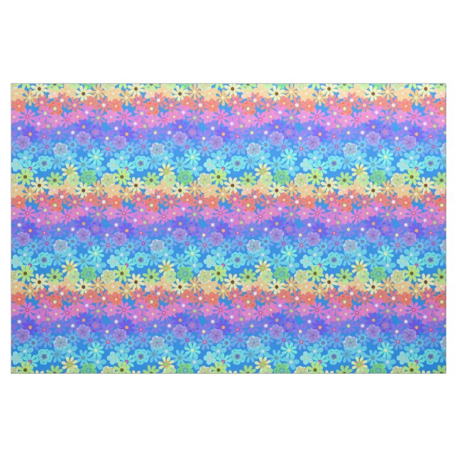 Rainbow Flowers Hippie Style Fabric (Yard)