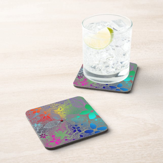 Rainbow Flowers In Lace Coaster (Right Side)