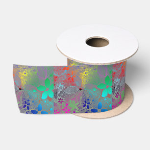 Rainbow Flowers In Lace Satin Ribbon