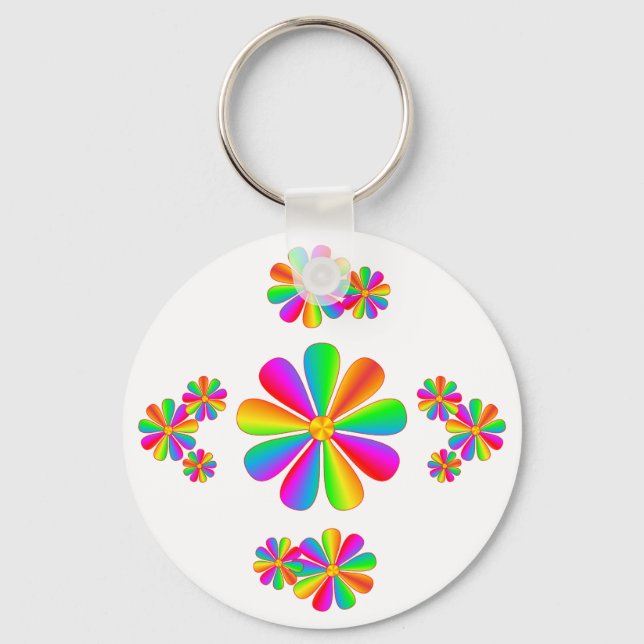 Rainbow Flowers Key Ring (Front)