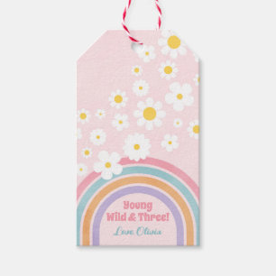 Rainbow Flowers Retro Birthday Favors Party Tags