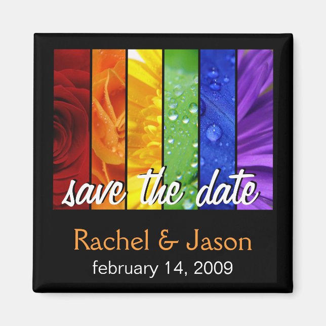 Rainbow Flowers | Save the Date Magnet (Front)