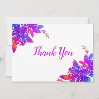 Rainbow Flowers Thank You Card