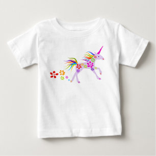 RAINBOW FLOWERS UNICORN VECTOR ILLUSTRATION BABY T-Shirt