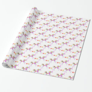 RAINBOW FLOWERS UNICORN VECTOR PATTERN WRAPPING PAPER