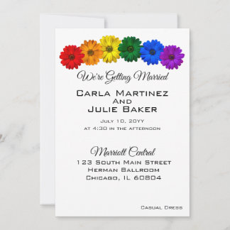 Rainbow Flowers Wedding Invitation 