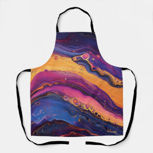 Rainbow Fluid Pour Purple & Orange Colourful Apron