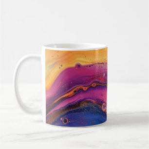 Rainbow Fluid Pour Purple & Orange Colourful Coffee Mug