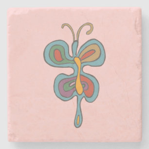 Rainbow Flutterfly  Stone Coaster