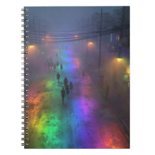 Rainbow Fog City Street Notebook