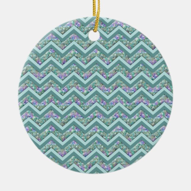 Rainbow Foil ZigZag Pattern Ceramic Tree Decoration (Front)