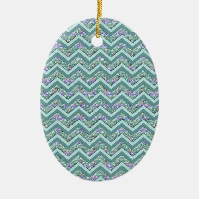 Rainbow Foil ZigZag Pattern Ceramic Tree Decoration (Front)
