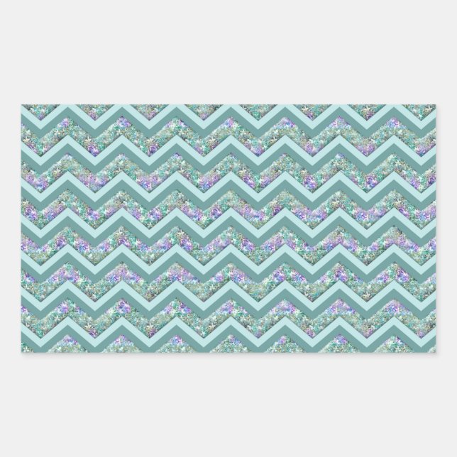 Rainbow Foil ZigZag Pattern Rectangular Sticker (Front)