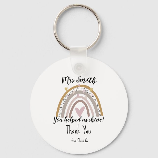 Rainbow for thank you teacher gift key ring (Front)