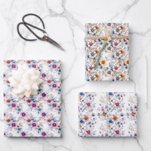 Rainbow Foral Trio  Wrapping Paper Sheet