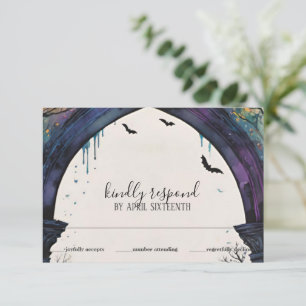 Rainbow Forest Castle Arch Pagan Handfasting RSVP Card