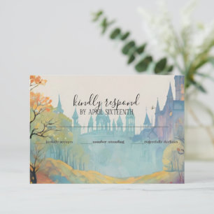 Rainbow Forest Castle Arch Pagan Handfasting RSVP Card