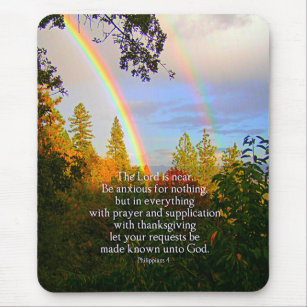 Rainbow Forest Christian Scripture Bible Verse Mouse Mat
