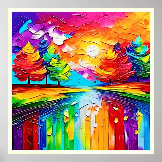 Rainbow Forest Sunset Dreams Poster (Front)