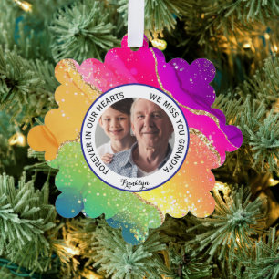 Rainbow Forever in Our Hearts Grandpa Modern Tree Decoration Card