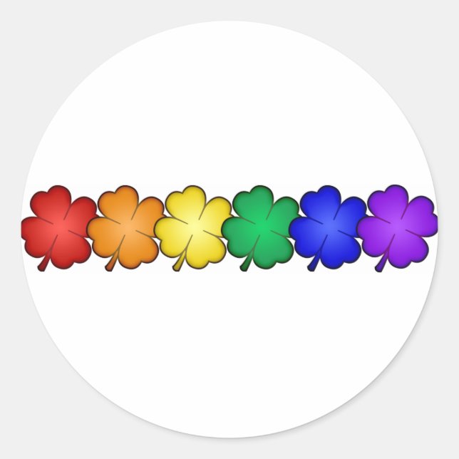 Rainbow Four Leaf Clovers Classic Round Sticker (Front)