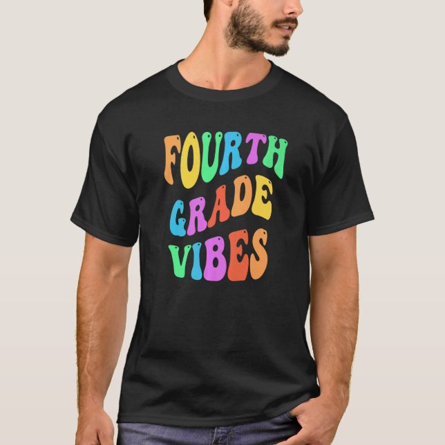 Rainbow FOURTH GRADE VIBES Retro 4th Gr Little Mis T-Shirt (Front)