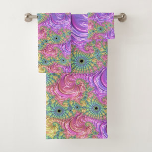 Rainbow Fractal Bath Towel Set