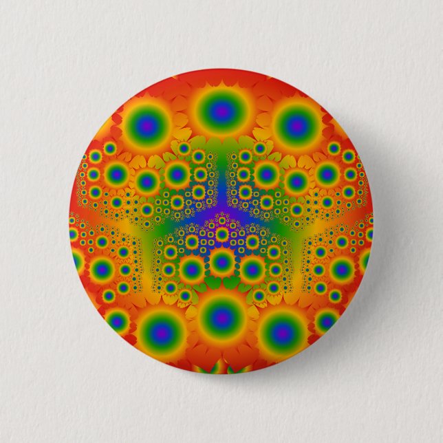 Rainbow Fractal Explosions: 6 Cm Round Badge (Front)