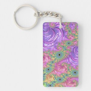 Rainbow Fractal Key Ring
