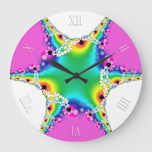 Rainbow Fractal Lace Dream Wall Clock