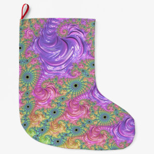 Rainbow Fractal Large Christmas Stocking