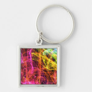 Rainbow Fractal Smoke Key Ring
