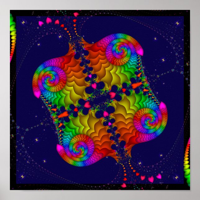 Rainbow Fractal Symmetry Poster (Front)