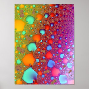 Rainbow Fractal Wave Psychedelic Gradient Pattern Poster