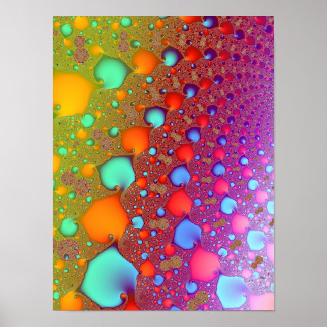 Rainbow Fractal Wave Psychedelic Gradient Pattern  Poster (Front)