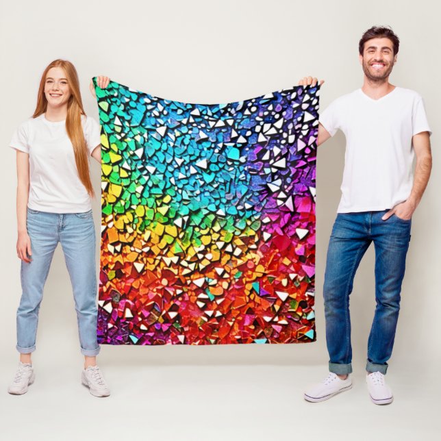 Rainbow Fragment Mosaic Fleece Blanket (In Situ)